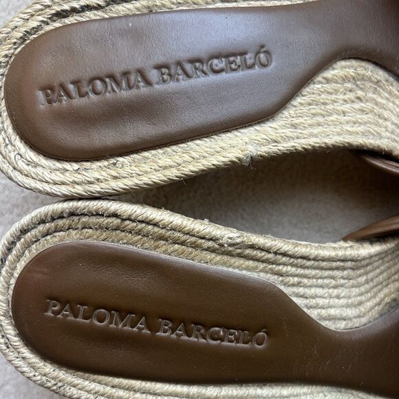 Paloma Barcelo Brown Leather Knot Straps Jute Heel Sandal Women EU 37 US 6.5 - Picture 14 of 16